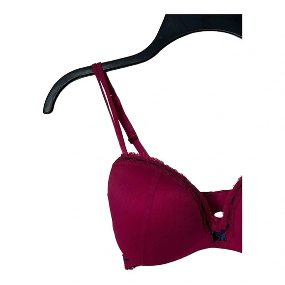 1438. AERIE JACKLYN PADDED BRA UNDERWIRE‎ POLKA DOTS PATTERN MAGENTA/NAVY BLUE - Picture 3 of 8